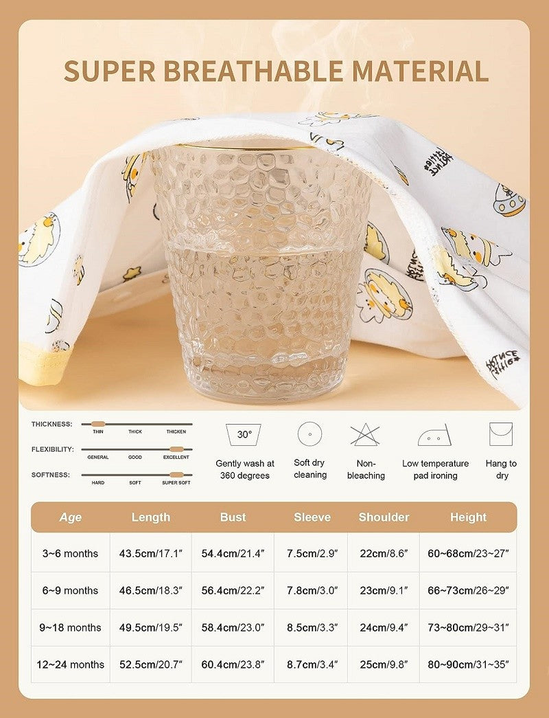 MICHLEY 3pcs Baby Short-Sleeve Rompers Long-Sleeve Jumpsuit Bodysuit Soft White Cartoon Infant Clothes Overalls  For Boys Girls