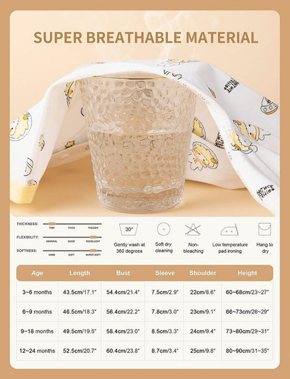 MICHLEY 3pcs Baby Short-Sleeve Rompers Long-Sleeve Jumpsuit Bodysuit Soft White Cartoon Infant Clothes Overalls  For Boys Girls