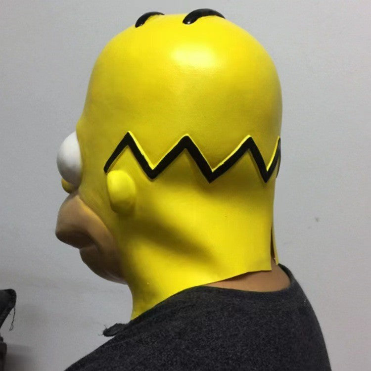 Anime Movie Simpson Cosplay Mask Festival Party Stage Performance Wear Hood Children's Day Yellow Latex Face Shield