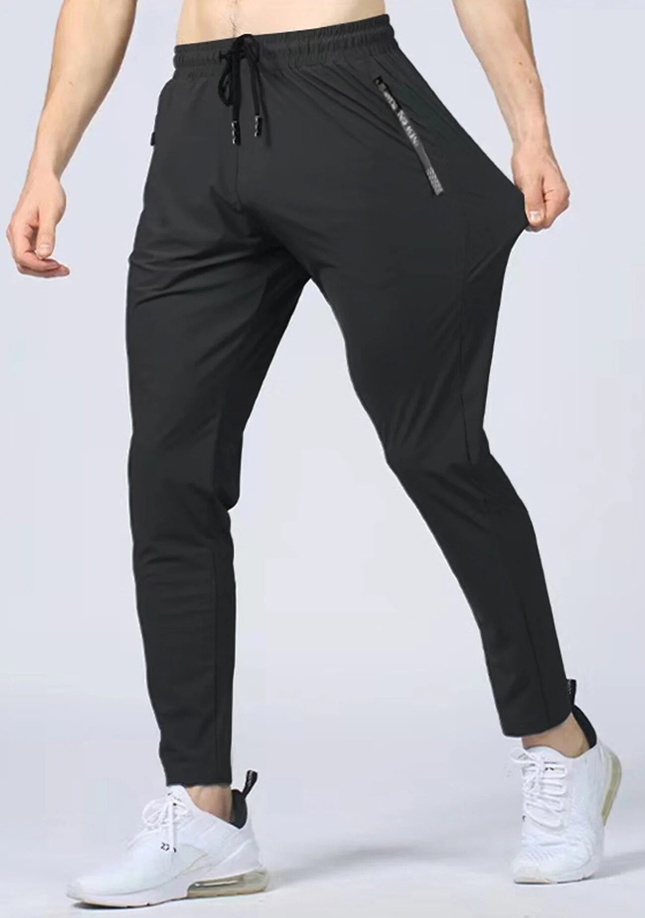 Calça Jogger Masculina De Secagem Rápida, Respirável, Com Cordão Na Cintura, Elegante E Elástica, Para Fitness