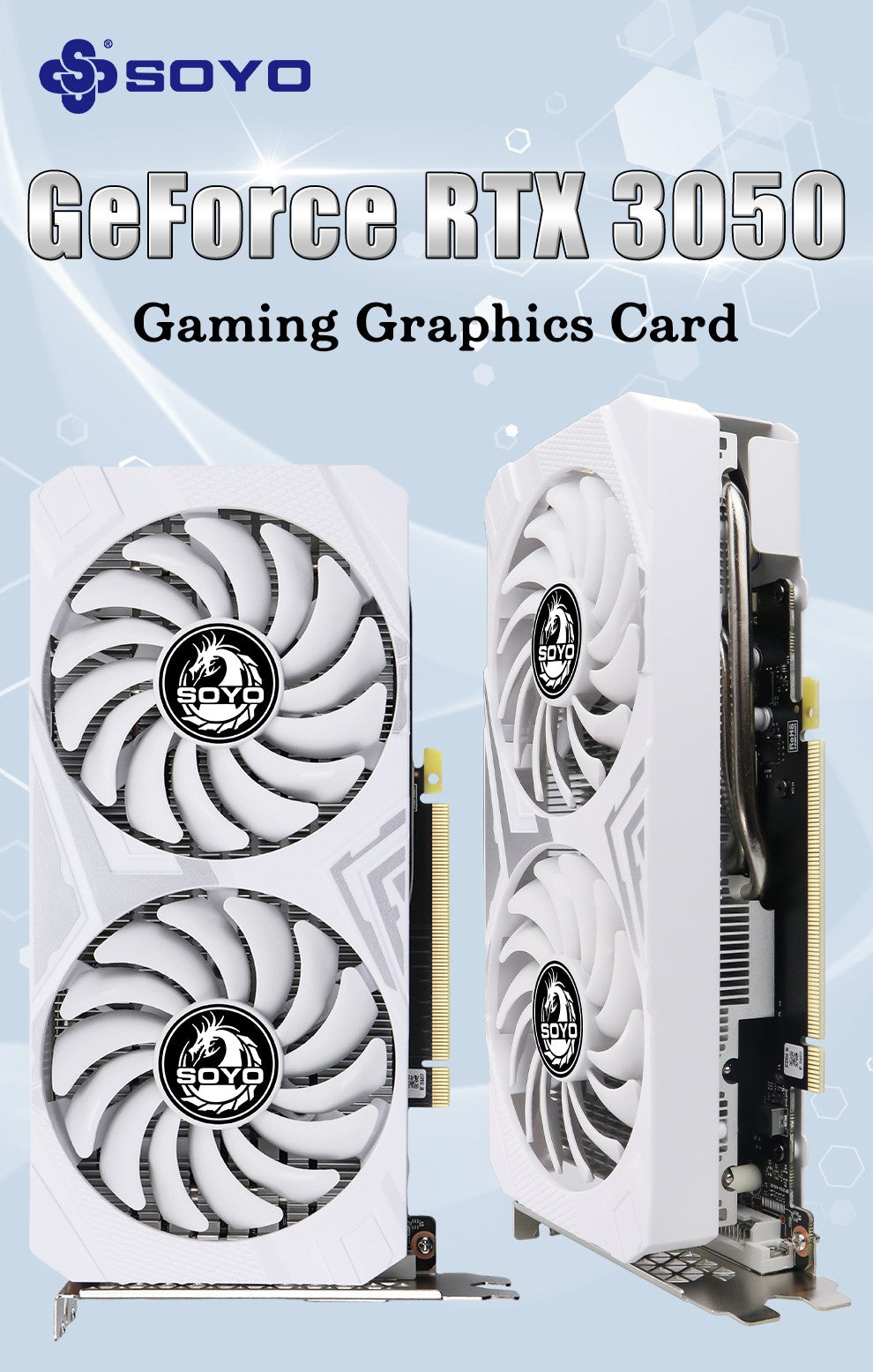 Placas de Vídeo SOYO RTX 3050 8G GDDR6 GPU NVIDIA Componentes para PC PCI Express X16 4.0 Placa de Vídeo para Jogos RTX3050 Nova
