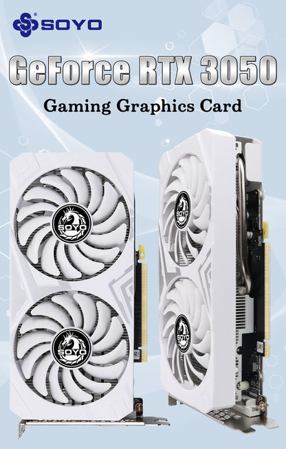 Placas de Vídeo SOYO RTX 3050 8G GDDR6 GPU NVIDIA Componentes para PC PCI Express X16 4.0 Placa de Vídeo para Jogos RTX3050 Nova