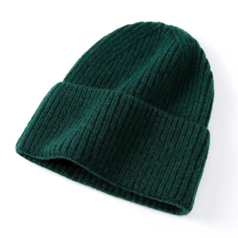 Pure Wool Beanies Knitted Cap Women Men Knitted Hat Casual Bonnets Soild Colour Autumn Winter