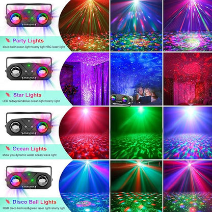 Party Disco Ball Dj Disco Light Strobe Dance Sound Activated with Remote Control Stage Rave Light Ocean Star Projector for Club