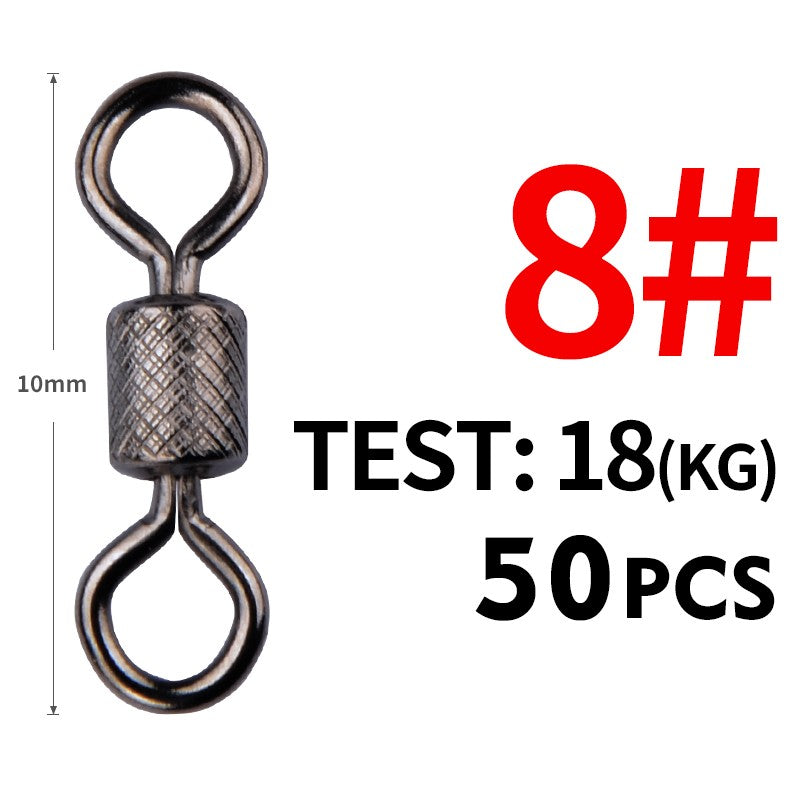 Meredith 50PCS/Lote Giradores de Pesca Rolamento de Esferas Giratório com Fecho de Segurança Anéis Sólidos Giratório para Acessórios de Pesca de Carpa