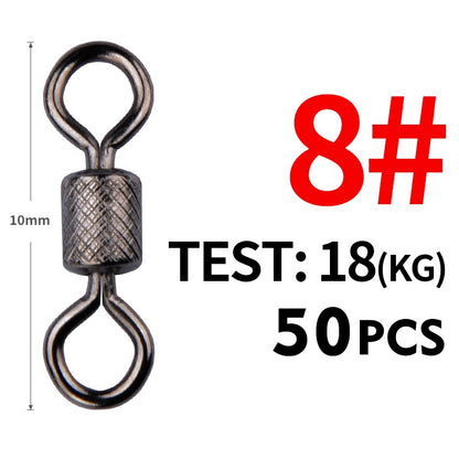 Meredith 50PCS/Lote Giradores de Pesca Rolamento de Esferas Giratório com Fecho de Segurança Anéis Sólidos Giratório para Acessórios de Pesca de Carpa