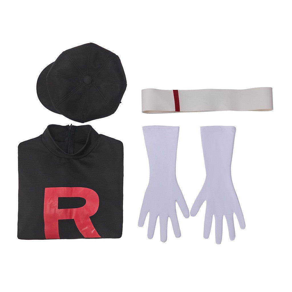 Anime Team Rocket Grunt Cosplay Costumes Anime Black Uniform Hat Halloween Cosplay Costume Full Set Women Men Carnival Party