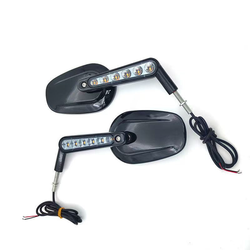 Espelhos retrovisores musculosos de motocicleta 8MM com piscas de LED para Harley VRSCF V-Rod 2009-2017 2016 2015 2014 1 Par Preto/Prata