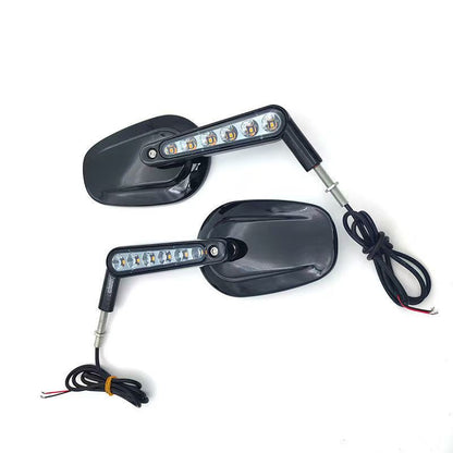 Espelhos retrovisores musculosos de motocicleta 8MM com piscas de LED para Harley VRSCF V-Rod 2009-2017 2016 2015 2014 1 Par Preto/Prata