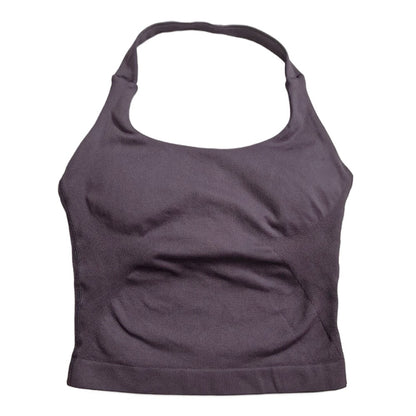 Gym Top Women Clothes Strappy Workout Tank Top Padded Sports Bra Backless Yoga Shirts Seamless Gym Crop Top Halter Fitness Vest