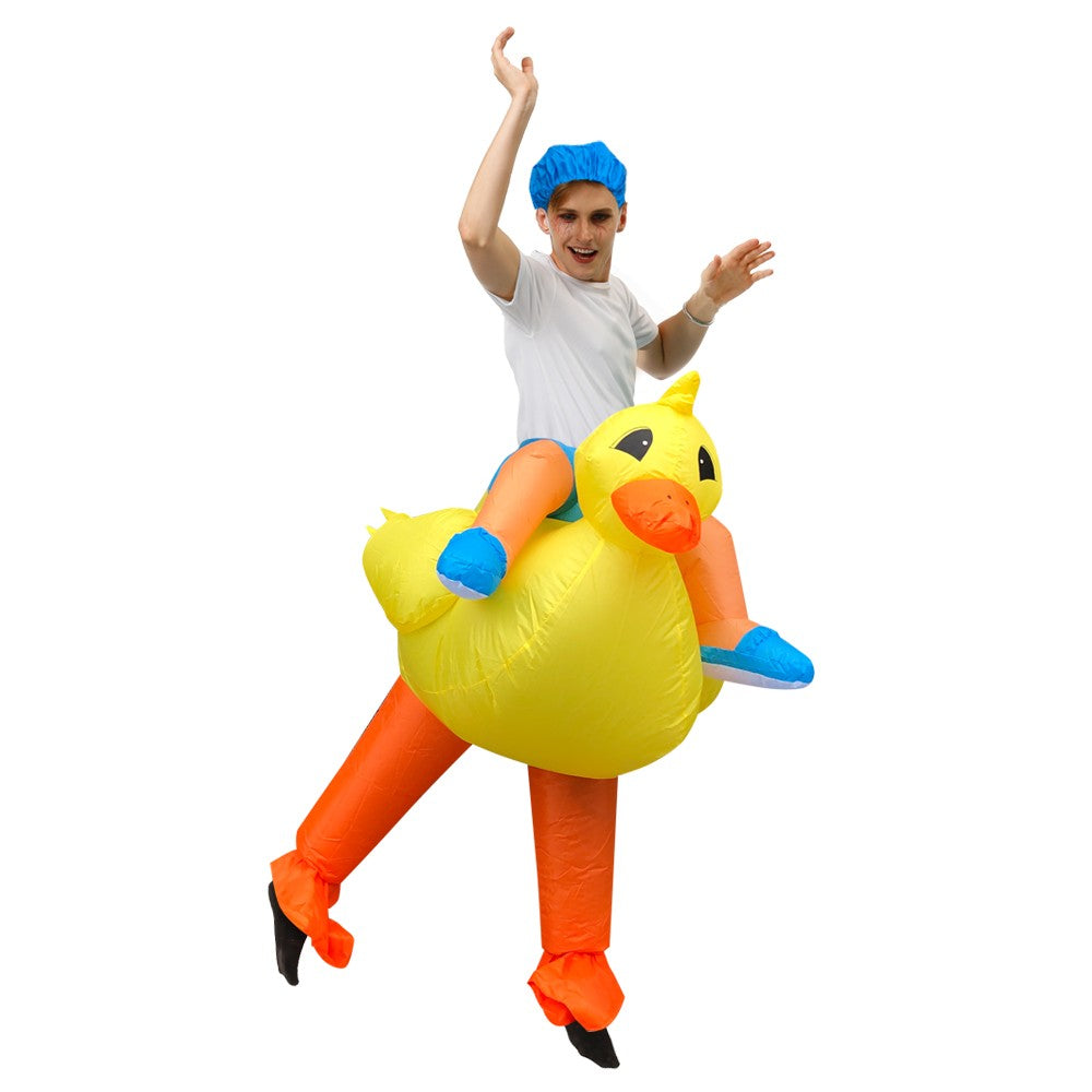 Adults Inflatable Yellow Duck Costume Halloween Costumes for Women Men Animal Cosplay Carnival Costume Party Fancy Dress