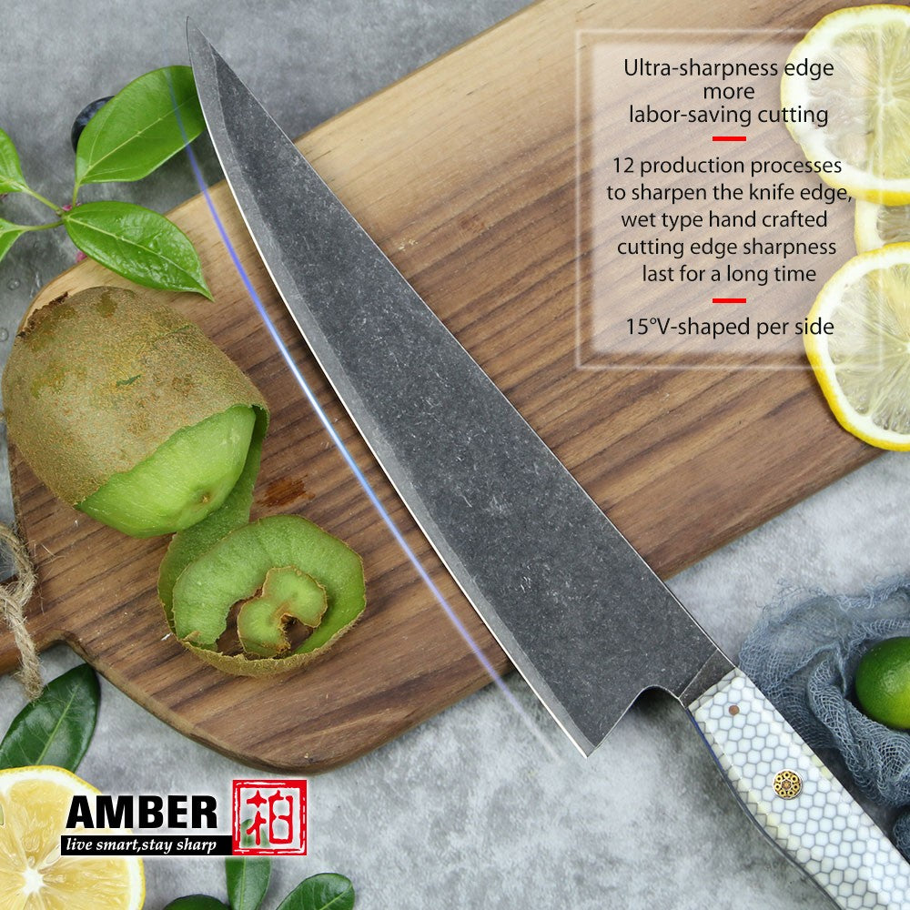 Conjunto de 3 facas de cozinha japonesas afiadas Damascus para Chef e Nakiri, lâmina de aço revestida de 3 camadas com cabo de resina e espaçador G10