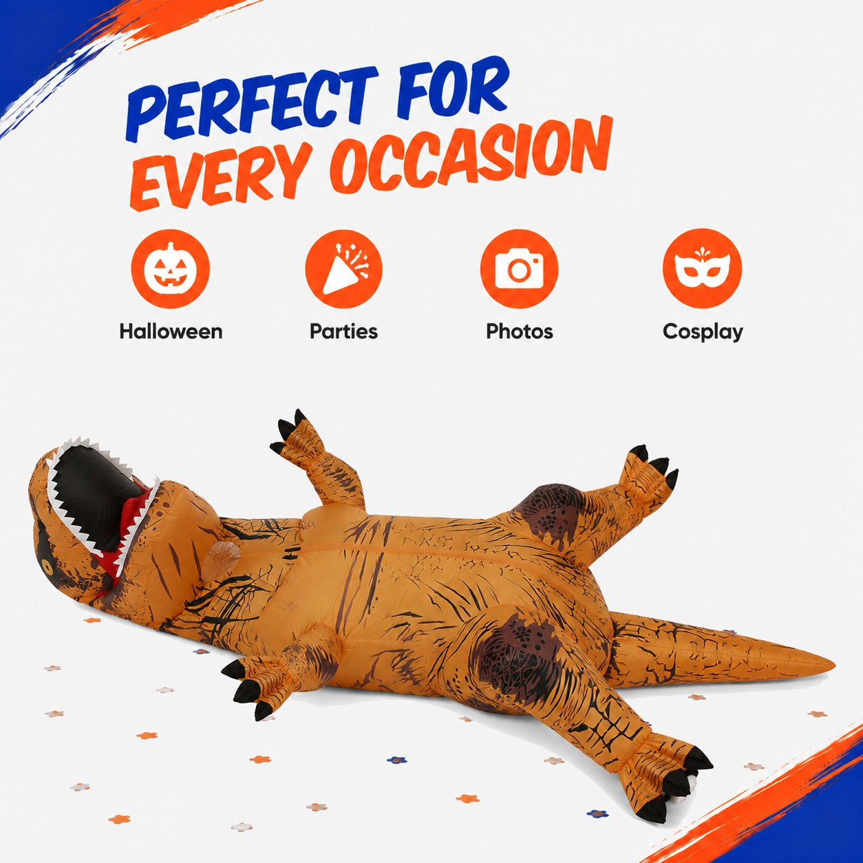 Inflatable T-Rex Dino Dinosaur Costume for Adults, Blow Up Dinosaur Role Play Outfit, Funny Halloween Cosplay Costume for Adult