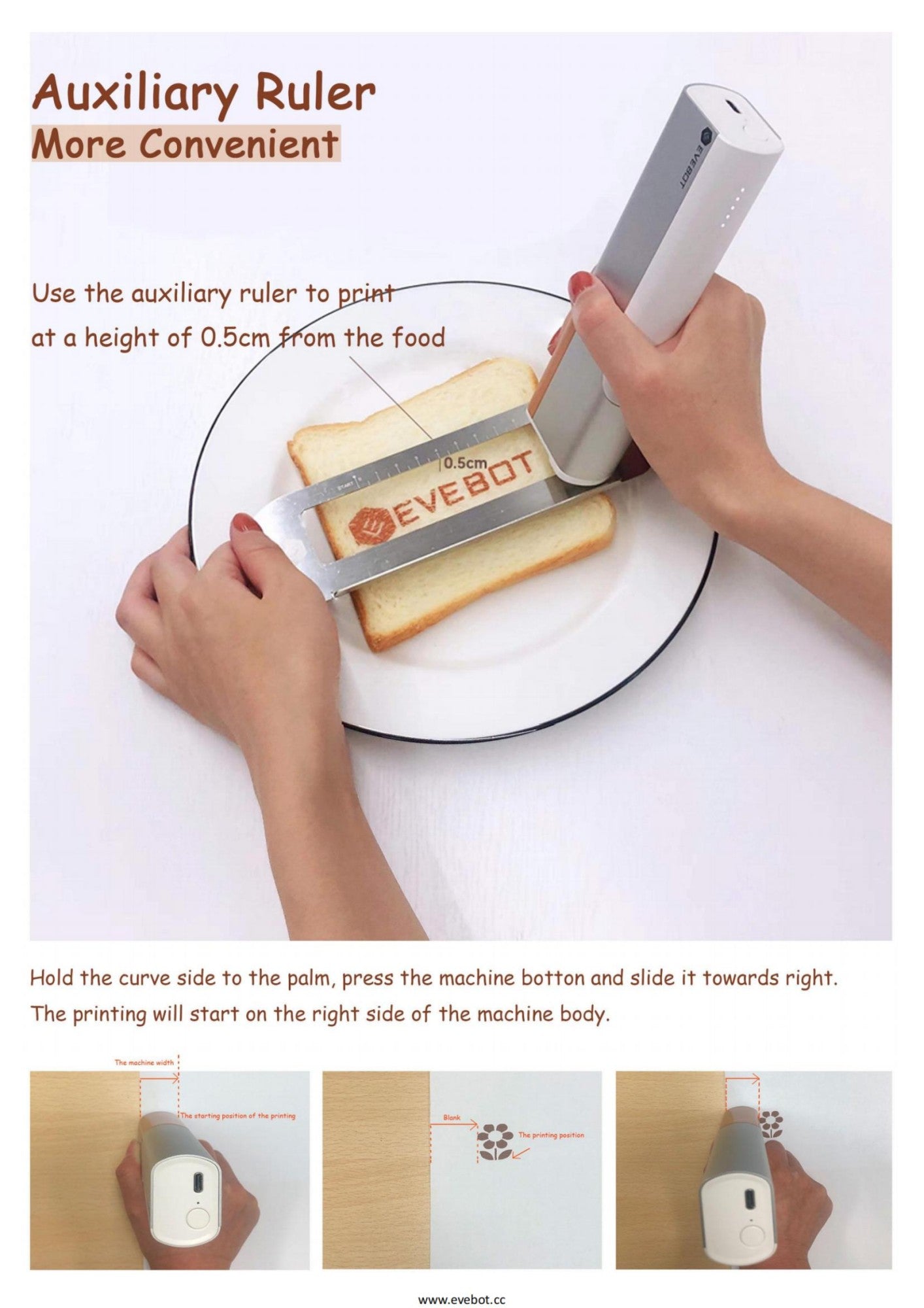 Coffee Latte Art Inkjet Printer EVEBOT for Bakery Coffee Shop Pubs Handheld Printers HD Printing On Food With Positioning Plate