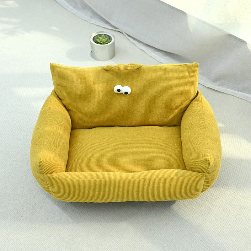 Sofá para Cães e Gatos Cartoon Sle Pet Bed Couch, Série Olhos Grandes, Travesseiro de Uso Diário Outono Inverno, Design de Sofá, Ninho para Pets, Nova Chegada