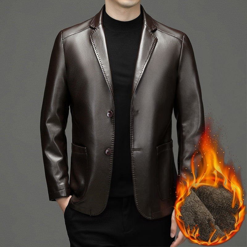 2025 Autumn Winter Men's Genuine Leather Blazers Jackets Slim Fit Suits Coats Business Casual Genuine Leather Suits Jackets Male
