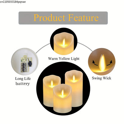 10-240pcs Flameless Fake Candle LED Flickering Candles with Remote Control Battery Operated Pillar Candles for Valentine's Day