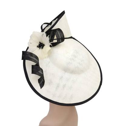 Novo Fascinator de Flor Sinamay Chapéu de Casamento Perfeito Chapéu de Festa Derby Único Chapéus de Igreja Elegantes Fascinators de Noiva Femininos