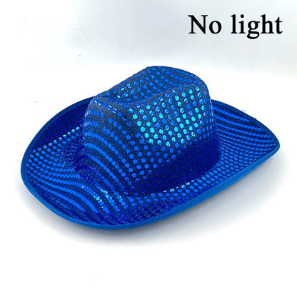 Chapéu de Cowboy LED Sem Fio, Chapéu de Cowboy Luminoso, Chapéu de Cowgirl Rosa para Discoteca, Noivas, Acessórios para Shows, Boates e Festas a Fantasia