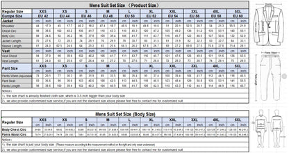 Men's Suits 3pcs Mens Business Suit Notch Lapel Blazer Formal Wedding Groom Pants Tux Vest Tuxedos (Blazer+vest+Pants)