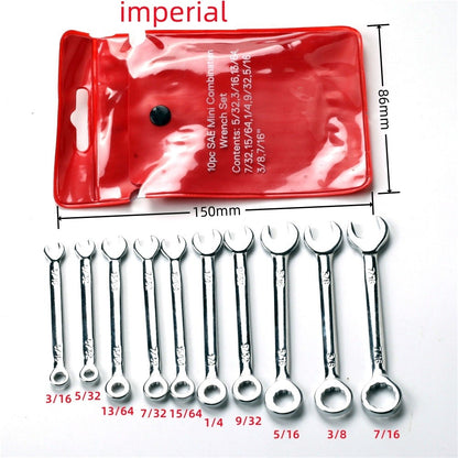 Conjunto de 10 Chaves Mini-inglesas Ferramenta Manual Chaveiro Chave à Prova de Explosão de Bolso Tipo Britânico/Métrico