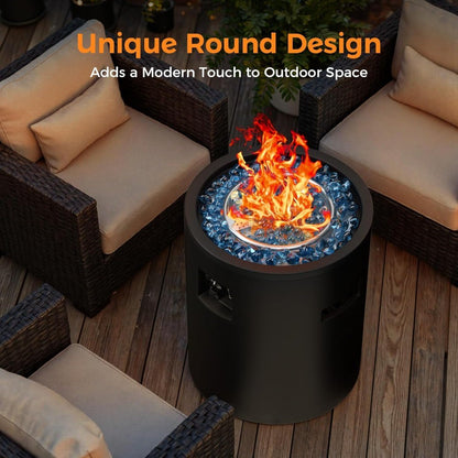 50,000 BTU Propane Fire Pit Outside, 23 inch Outdoor Fire Pit Round, Black Firepits for Outside Patio, Garden, Backyard