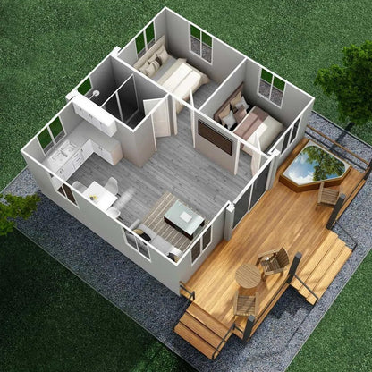 Prefab Tiny Home for Sale 20ft Expandable Container House 2 Bedrooms Kitchen and Bathroom Tiny House To Live in For Adults