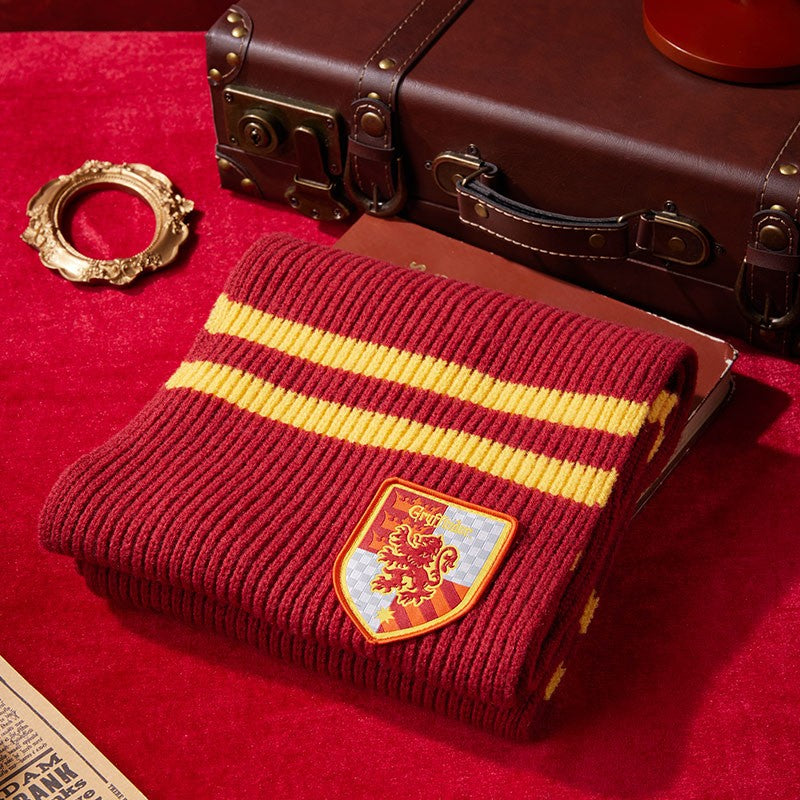 MINISO Cachecol de Malha Listrado Universitário Série Harry Potter Kawaii Feminino Anime Girly Coração Fofo Engrossado Outono Inverno Quente