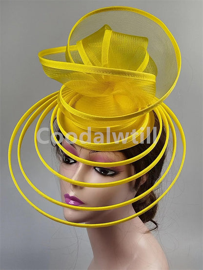 Chapéu Fascinator de Igreja Véu de Casamento de Malha Feminino para Festa Banquete Chapéu Boné Faixa de Cabelo Feminina Festa Chá Royal Ascot Chapéus Pillbox