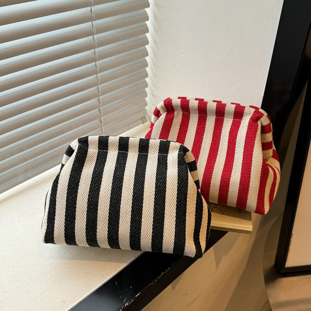 Summer Beach Clutch Bag for Women Striped Ruched Cloud Purse Colorblock Evening Handbag Hobo Bag for Travel Party Prom