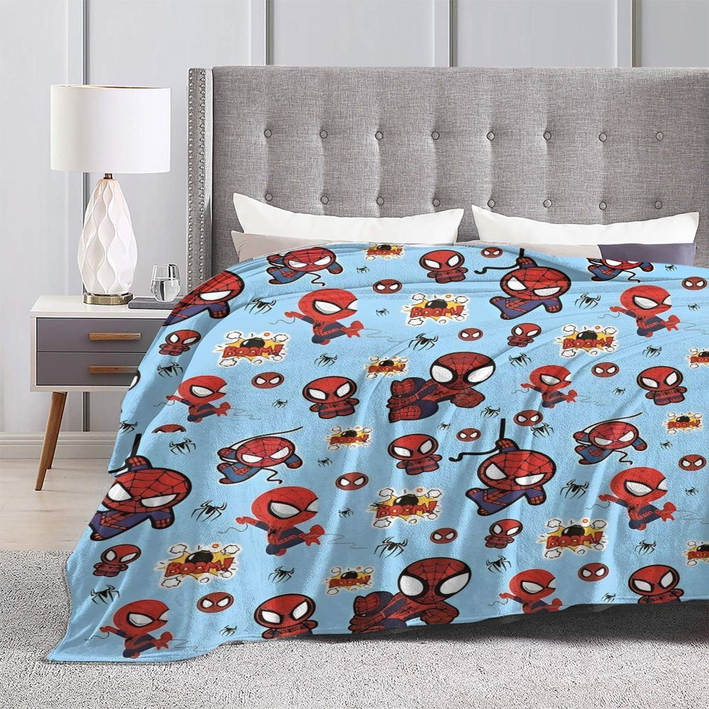 Cobertor de flanela engraçado e quente de desenho animado anime do Homem-Aranha, lindo e legal, para decoração de cama e lounge