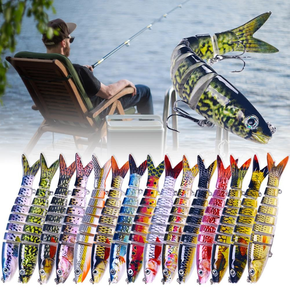 Iscas Artificiais Articuladas Wobblers para Pesca de Lúcio 13,4cm, Seções Múltiplas, Isca Rígida Artificial para Trolling, Ferramentas de Pesca de Carpa e Lúcio