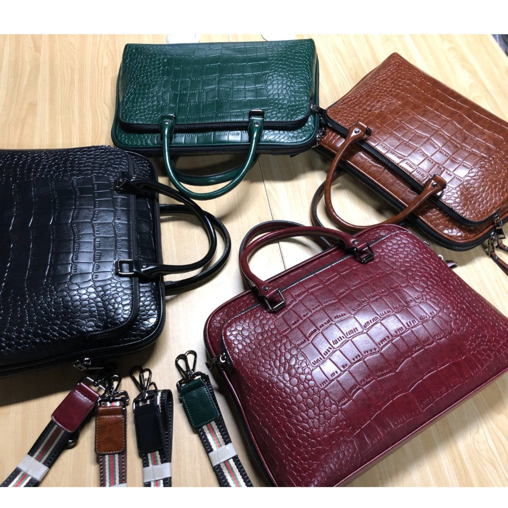 Motaora 2025 Women's Bag Leather Briefcase For 14-inch Laptops Women Professional Business Shoulder Bag Fashion Solid Handbags