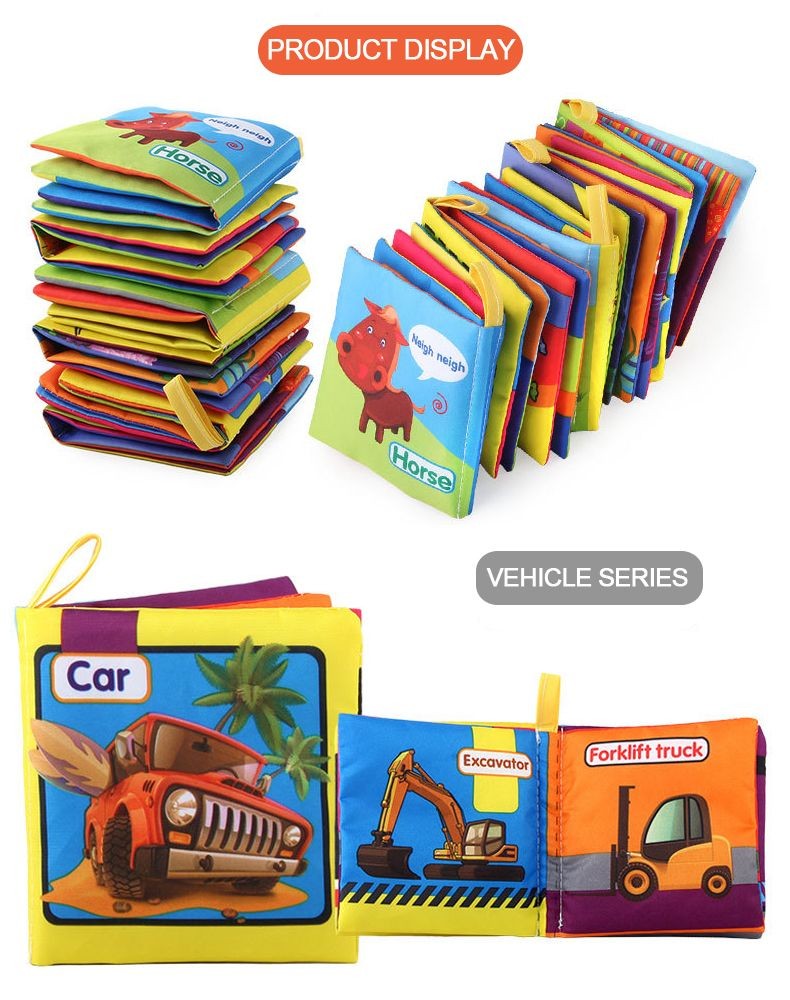 Livro de Pano Macio para Bebês 0-36M Brinquedo de Aprendizagem Precoce Interativo para Pais e Filhos Brinquedo Educativo Montessori de Marionete Presente para Meninos e Meninas