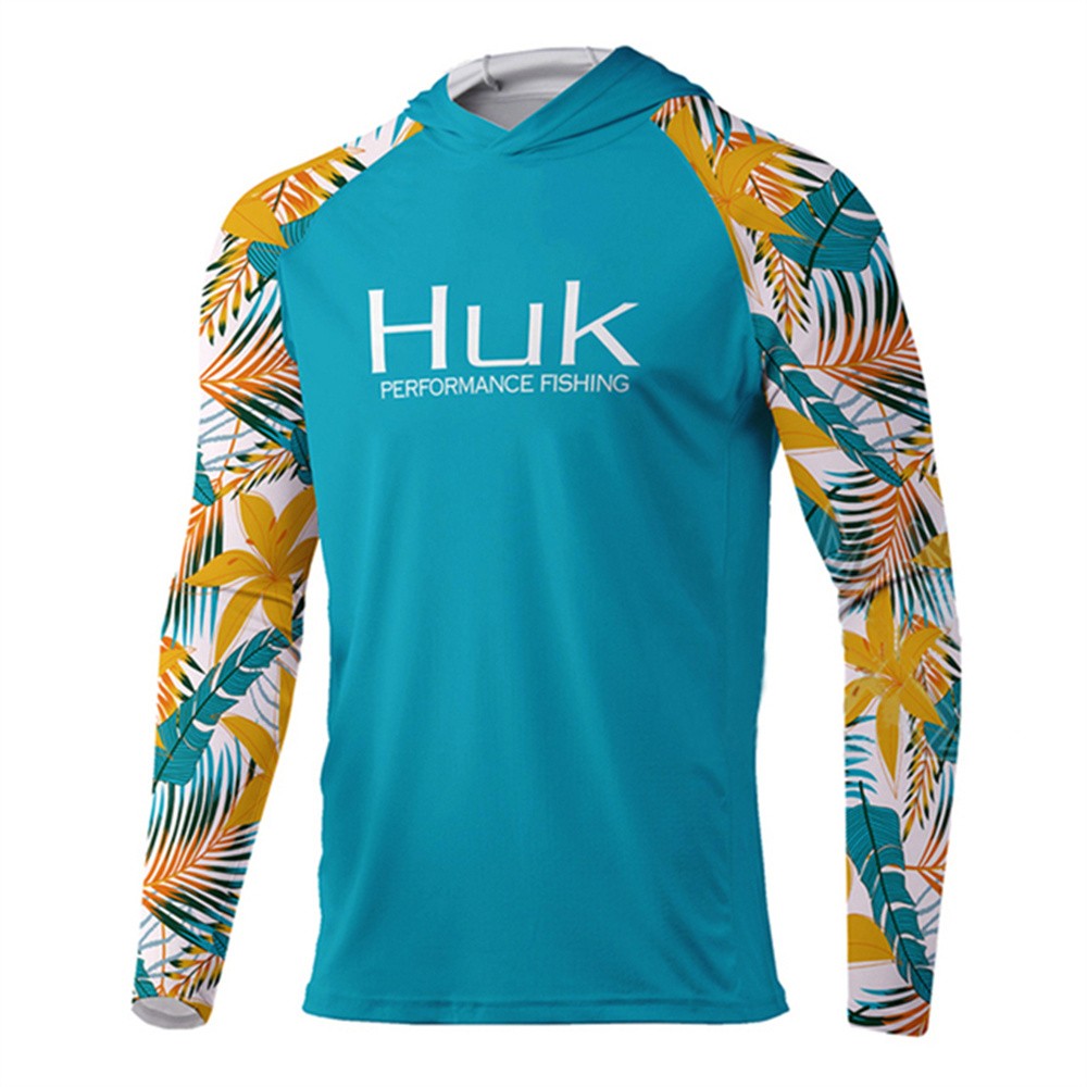 Camisa de Pesca HUK com Capuz Camisa de Pesca Masculina Manga Longa Proteção Uv 50 Camisas de Pesca Vestuário Roupa de Pesca ao Ar Livre