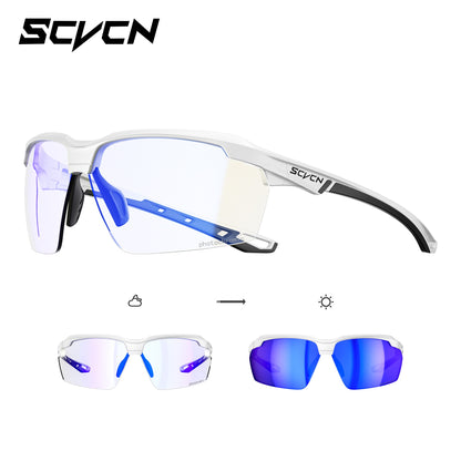 SCVCN Photochromic Cycling Sunglasses Bike Glasses Mountain Bicycle Hiking Golf UV400 Sports Glasses for Men Women Baseball