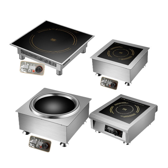 Fogão de Indução Comercial Sunmax, Fogão Elétrico de Bancada em Aço Inoxidável, Wok Comercial