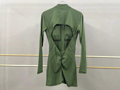 V Back Scrunch One-Piece Suit Push Up Sports Jumpsuit Woman Fitness Zipper Overalls Workout Rompers Women Gym Bodysuits Female