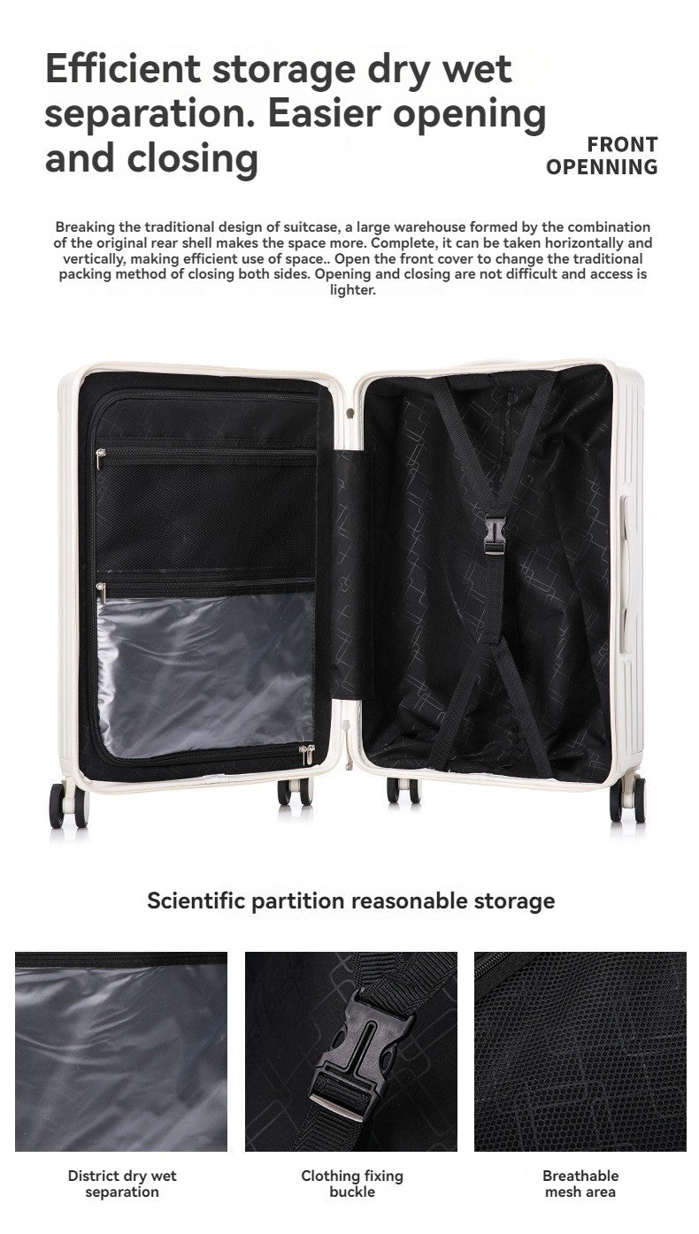 New multifunctional luggage with front opening 20 inch password travel case 26 inch men's and women's large capacity luggage wit