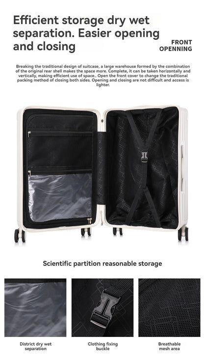 New multifunctional luggage with front opening 20 inch password travel case 26 inch men's and women's large capacity luggage wit