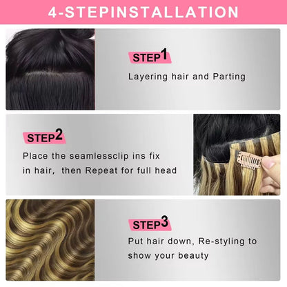 Highlight Straight Clip Ins Human Hair P4/27 100% Cabelo Humano Não Processado Presilhas De Cabelo Mais Grossas Ombre Extensões De Cabelo Virgem 8 Peças