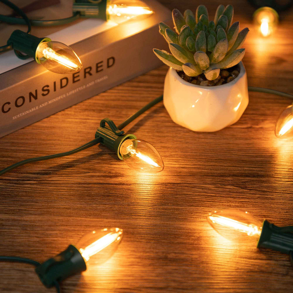 Outdoor Light Cable EU 220V US 110V String Light Wire E12 Sockets C7 Lamp Base Connectable Party Wedding Decor Street Garland