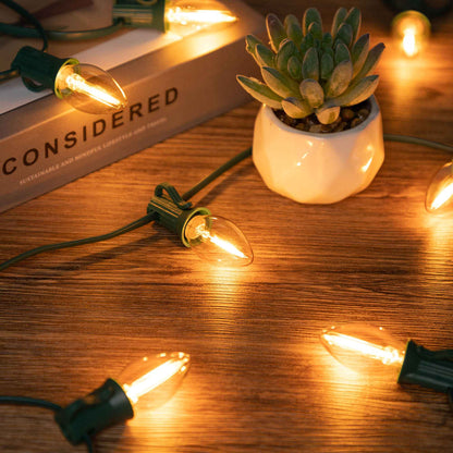Outdoor Light Cable EU 220V US 110V String Light Wire E12 Sockets C7 Lamp Base Connectable Party Wedding Decor Street Garland