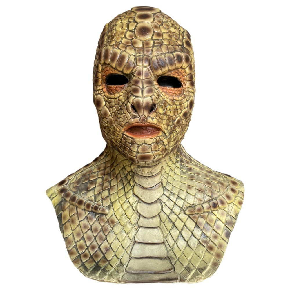 Lizard Man Realistic Snake Monster Mask Soft Reptile Texture Full Face Mask Latex Scary Snake Skin Headgear Adult Unisex
