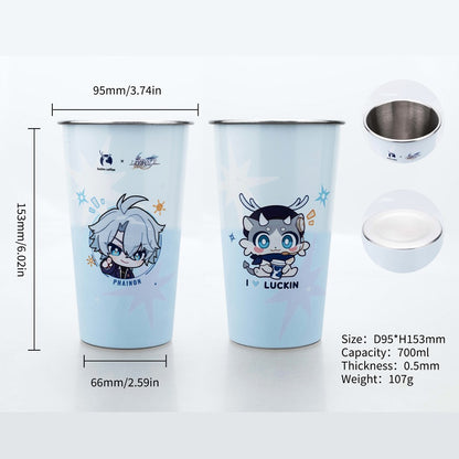 700ML Large Capacity Stainless Steel Cold Color Changing Cold Water Cup Drinking Cup With Straw Lid Collection Gift In Stock