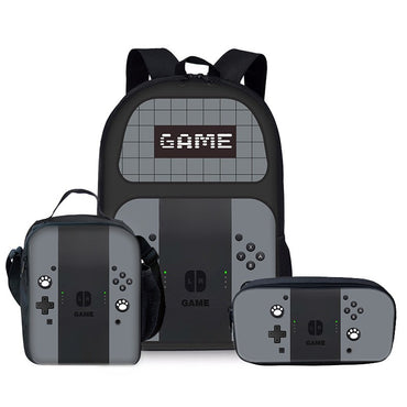 Luxo Popular Engraçado console de jogos Impressão 3D 3pçs/Conjunto Mochilas Escolares para Alunos Mochila para Notebook Bolsa de Almoço Estojo de Lápis