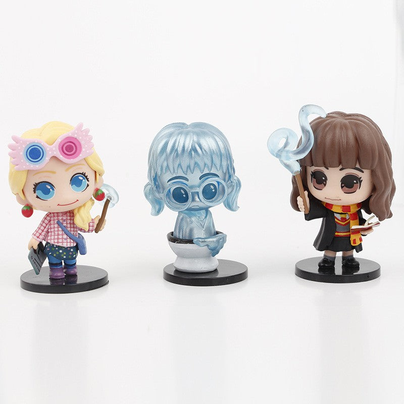 8 pçs/conjunto Mágica de Hogwarts Luna, Murta Que Geme, Dumbledore, Hermione, Rony, Snape Bonecos Colecionáveis