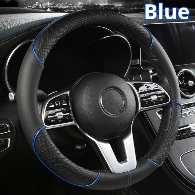 Capa de Volante de Couro All Seasons Diamond Ajuste Universal para 14,5-15 polegadas Capa de Couro Durável Design com Veias Antiderrapantes
