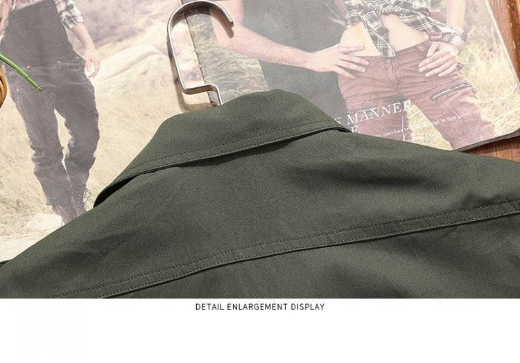 Men's Fashion Military Style Shirt Casual Retro Slim Cotton Long Sleeve Shirts Male Spring Comfortable Cargo Shirts Big Size 6XL