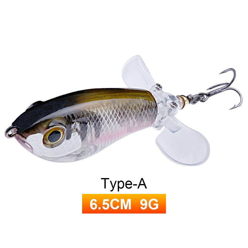 Iscas de Pesca TREHOOK 9g/16g de Superfície Whopper Popper Cauda de Hélice Dupla Giratória Isca Artificial Flutuante